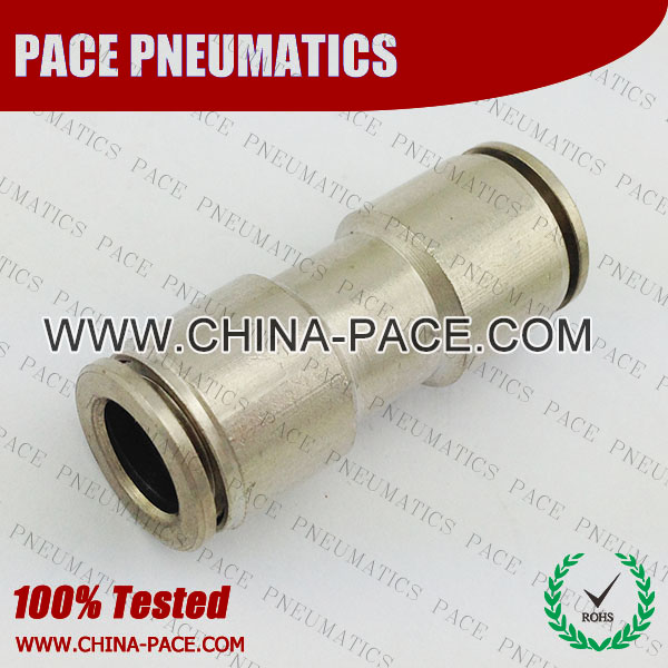 Union Straight Pneumatic Fittings, Air Fittings, one touch tube fittings, Nickel Plated Brass Push in Fittings